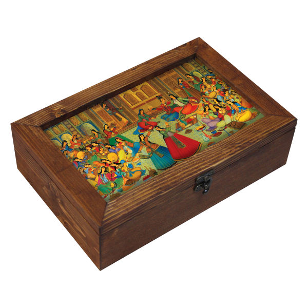 Persische Holz-Teebeutel-Organizer-Box mit Fächern Pars Queens