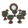 Elegantes Töpfer Haft-sin Minakari Set für Nowruz Persisches Neujahr Grün
