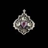 Persischer gravierter Silberanhänger mit Amethyst-Edelstein