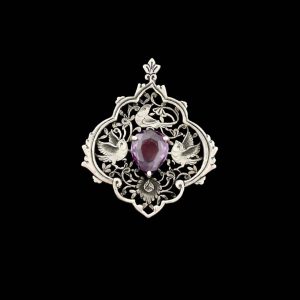 Persischer gravierter Silberanhänger mit Amethyst-Edelstein