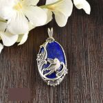 Persischer Gravierter Silberanhänger mit Lapislazuli-Edelstein