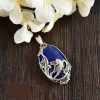 Persischer Gravierter Silberanhänger mit Lapislazuli-Edelstein