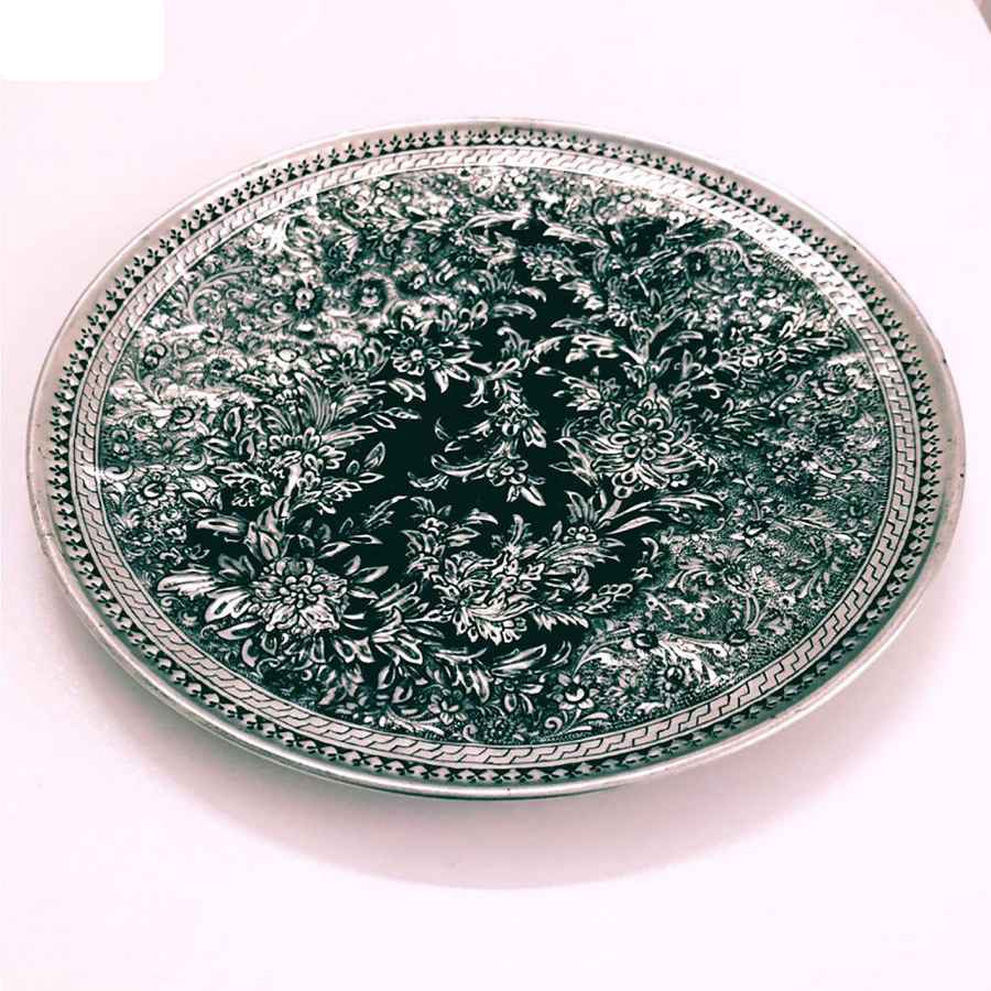 Dekoratives Kupfertablett, handgraviert mit persischem Kunsthandwerk und Jahani-Design