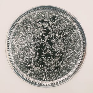 Dekoratives Kupfertablett, handgraviert mit persischem Kunsthandwerk und Jahani-Design