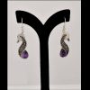 Persische Gravierte Silberohrringe mit lila Amethyst Edelstein