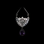 Persische Gravierte Silberohrringe mit Amethyst Edelstein