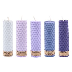 Set von 5 Bienenwachssäulenkerzen Modell Blau (2x)