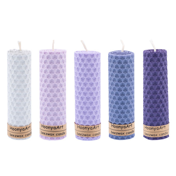 Set von 5 Bienenwachssäulenkerzen Modell Blau (2x)