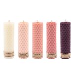 Set von 5 Bienenwachssäulenkerzen Modell Pink (2x)