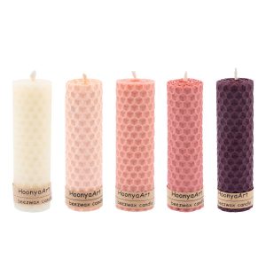 Set von 5 Bienenwachssäulenkerzen Modell Pink (2x)