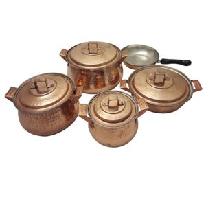Persischer Kupfertopf – Traditionelles gehämmertes Kochdesign Sitara, Set von 9