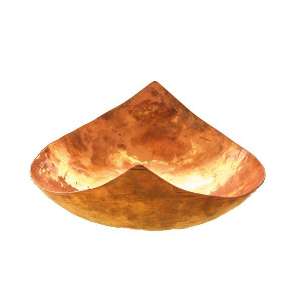 Kupferschale zum Servieren von Früchten und Süßigkeiten, gehämmert Diamond