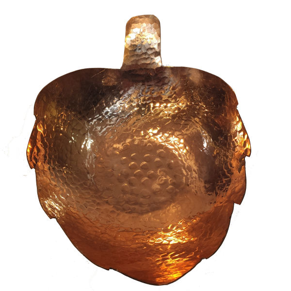Kupferschale zum Servieren von Früchten und Süßigkeiten, gehämmert Leaf