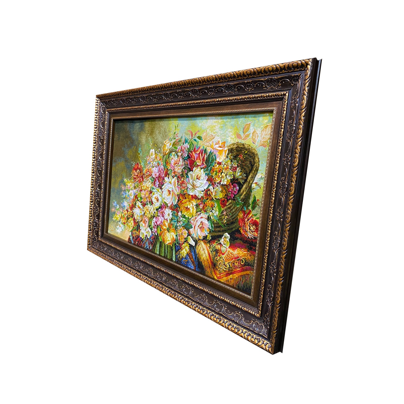 Handgeknüpfter persischer Bildteppich aus Tabriz, der Rosen darstellt