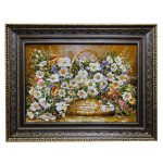Handgeknüpfter persischer Bildteppich aus Tabriz, der Blumen darstellt