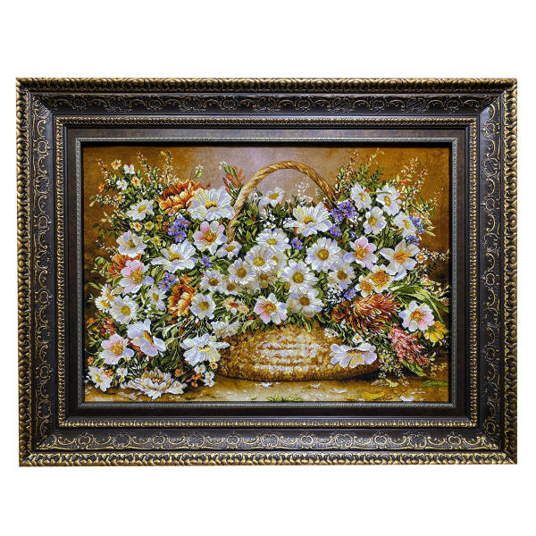 Handgeknüpfter persischer Bildteppich aus Tabriz, der Blumen darstellt
