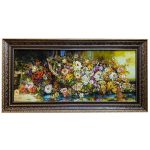 Handgeknüpfter persischer Bildteppich aus Tabriz, der Blumen darstellt