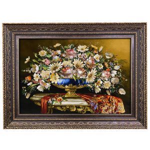 Handgeknüpfter persischer Bildteppich aus Tabriz, der Golzar-Blumen darstellt