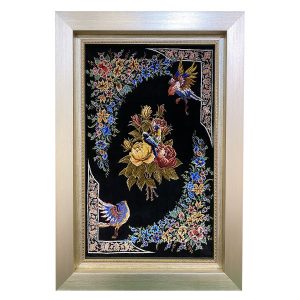 Handgeknüpfter persischer Wandteppich aus Tabriz, der Spatzen darstellt