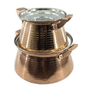 Persischer Kupfertopf – Traditionelles gehämmertes Kochdesign Gilda, Set von 2