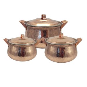 Persischer Kupfertopf – Traditionelles gehämmertes Kochdesign Hiva, Set von 3
