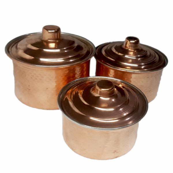 Persischer Kupfertopf – Traditionelles gehämmertes Kochdesign Hivana, Set von 3