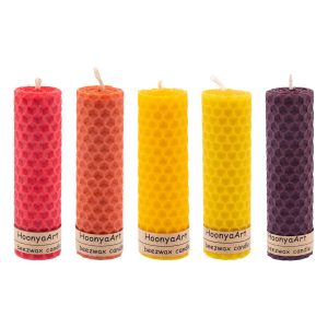 Set von 5 Bienenwachssäulenkerzen Modell Gelb (2x)