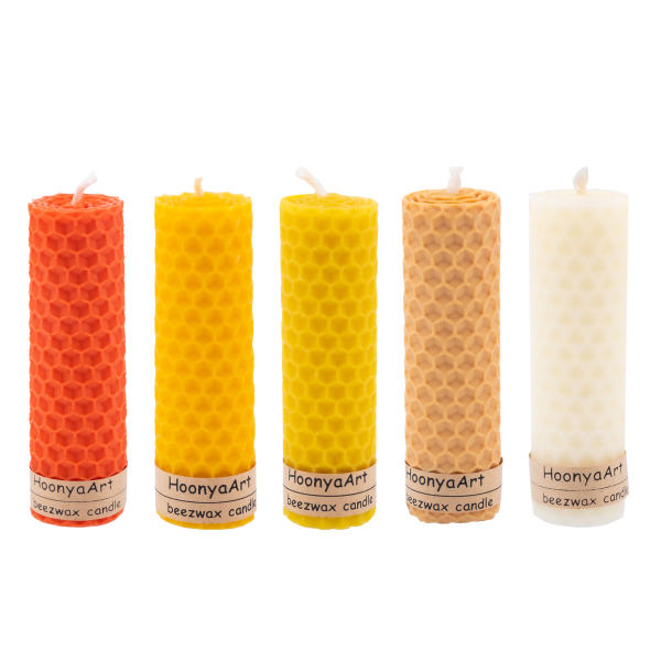 Set von 5 Bienenwachssäulenkerzen Modell Orange (2x)