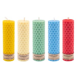 Set von 5 Bienenwachssäulenkerzen Modell Lichtgrün (2x)