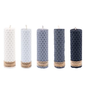 Set von 5 Bienenwachssäulenkerzen Modell Lila (2x)