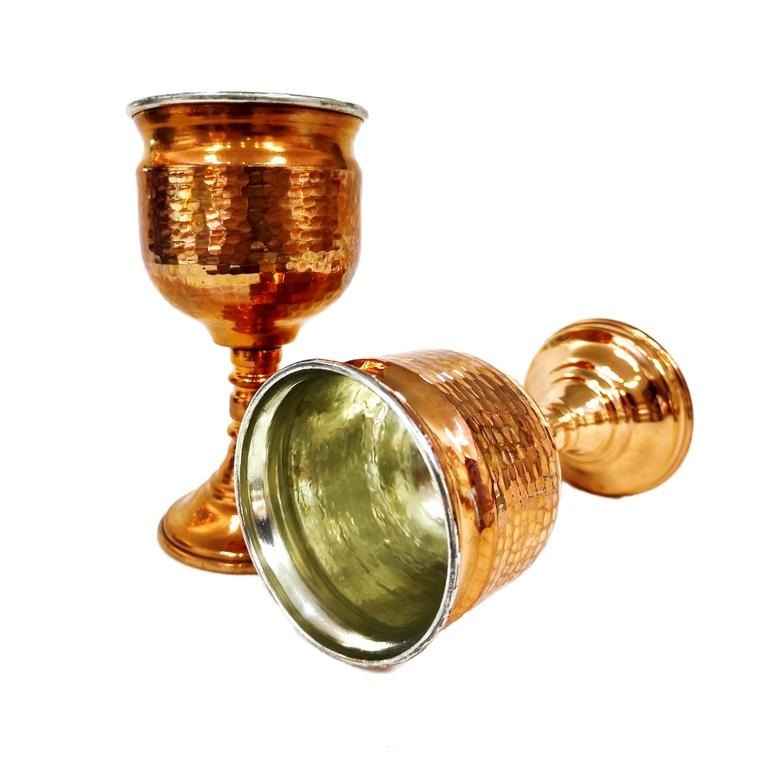 Handgefertigtes persisches Kupfer-Weinglas-Stielglas – Gehämmertes Modell Shafagh