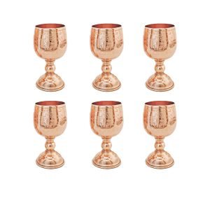 Set mit 6 handgefertigten persischen Kupfer-Weingläsern – Gehämmertes Modell Taban