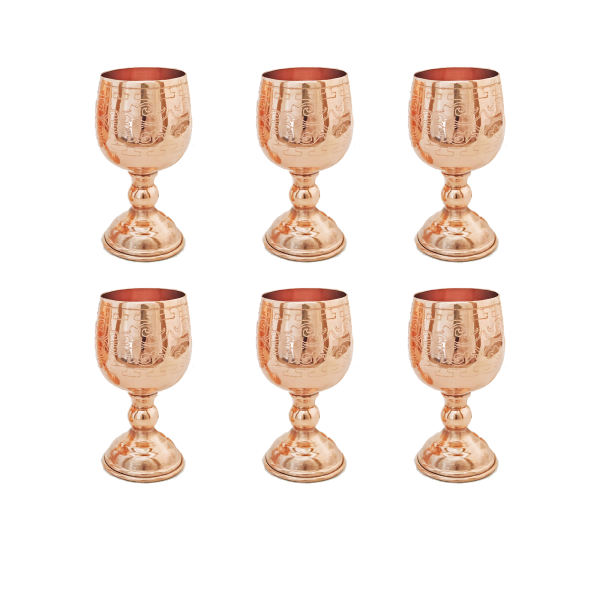 Set mit 6 handgefertigten persischen Kupfer-Weingläsern – Gehämmertes Modell Taban