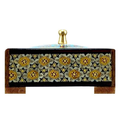 Handgefertigte Holz-Schmuckbox mit persischem Khatam-Design – Blau