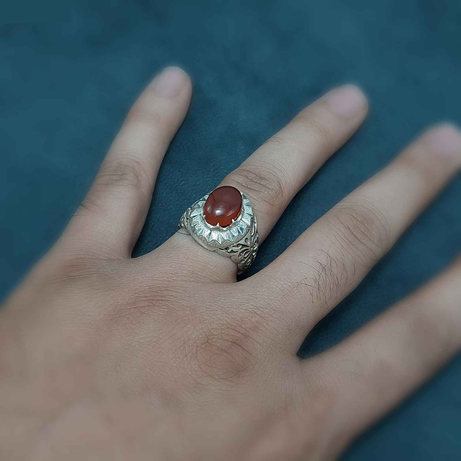 Persischer Jemenitischer Aqeeq Silberring für Herren Taban I