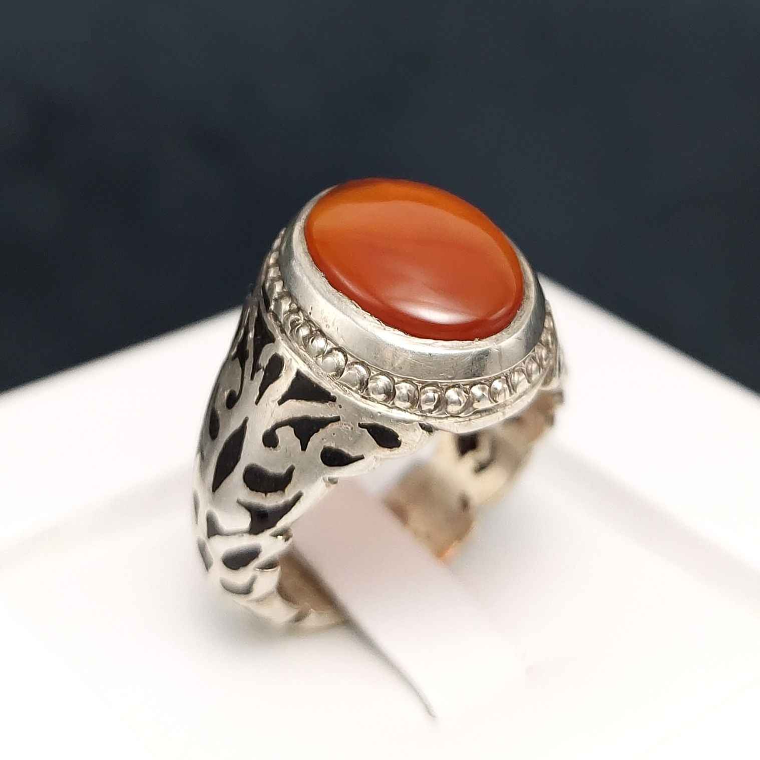 Persischer Jemenitischer Aqeeq Silberring für Herren Hasti