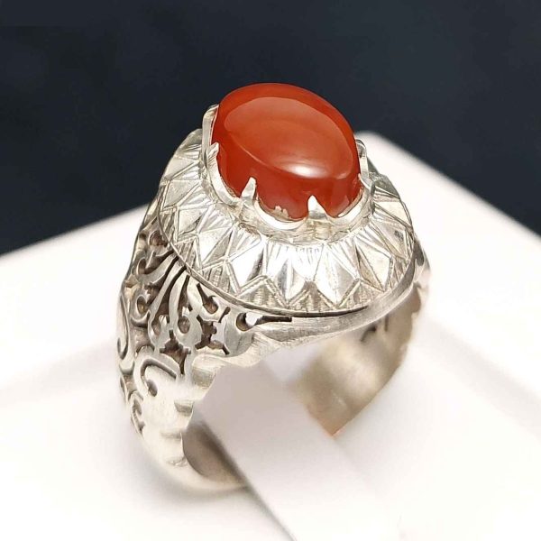 Persischer Jemenitischer Aqeeq Silberring für Herren Taban