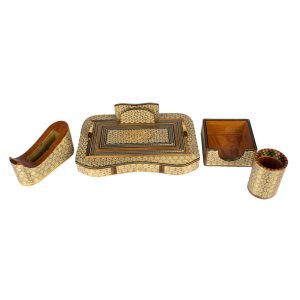 Persisches Holz-Schreibtischset mit Khatamkari-Kunst, 10-teilig