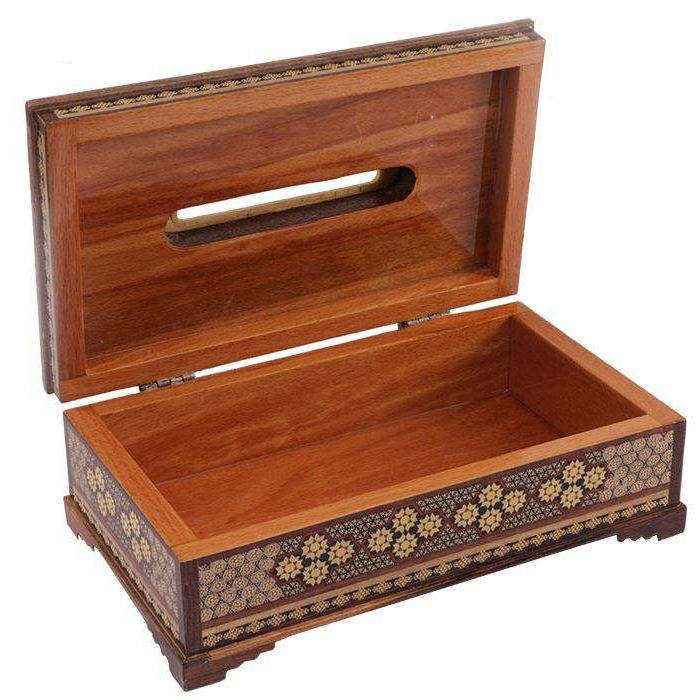 Handgefertigte persische Holz-Taschentuchbox – Khatamkari Royal
