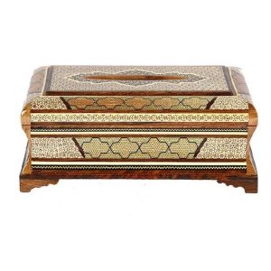 Handgefertigte persische Holz-Taschentuchbox – Khatamkari Bahari
