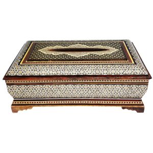 Handgefertigte persische Holz-Taschentuchbox – Khatamkari Baran