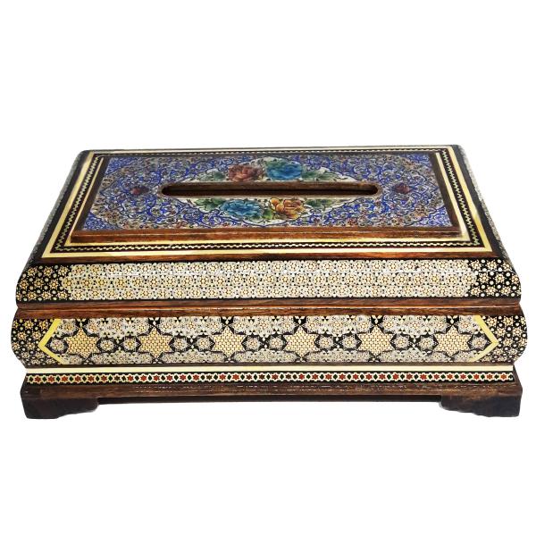 Handgefertigte persische Holz-Taschentuchbox – Khatamkari Baran II