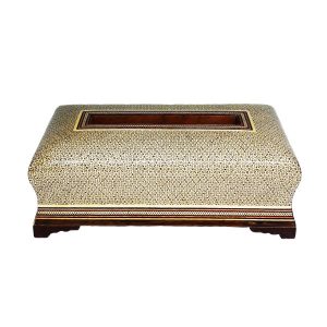 Handgefertigte persische Holz-Taschentuchbox – Khatamkari Garden II