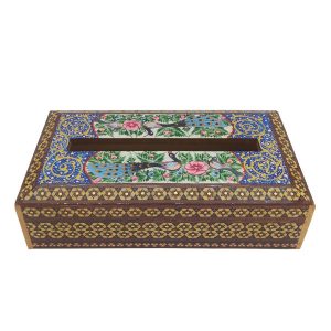 Handgefertigte persische Holz-Taschentuchbox – Khatamkari Golnaz