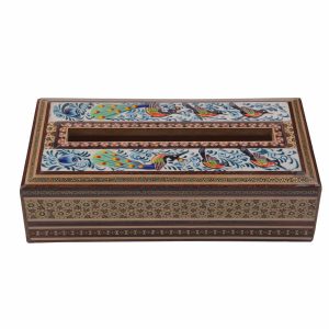 Handgefertigte persische Holz-Taschentuchbox – Khatamkari Golnaz II