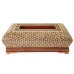 Handgefertigte persische Holz-Taschentuchbox – Khatamkari Kamrani