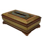 Handgefertigte persische Holz-Taschentuchbox – Khatamkari Nafisi