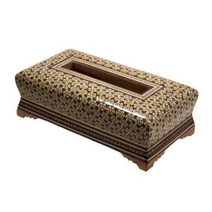 Handgefertigte persische Holz-Taschentuchbox – Khatamkari Sama