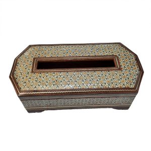 Handgefertigte persische Holz-Taschentuchbox – Khatamkari Setareh