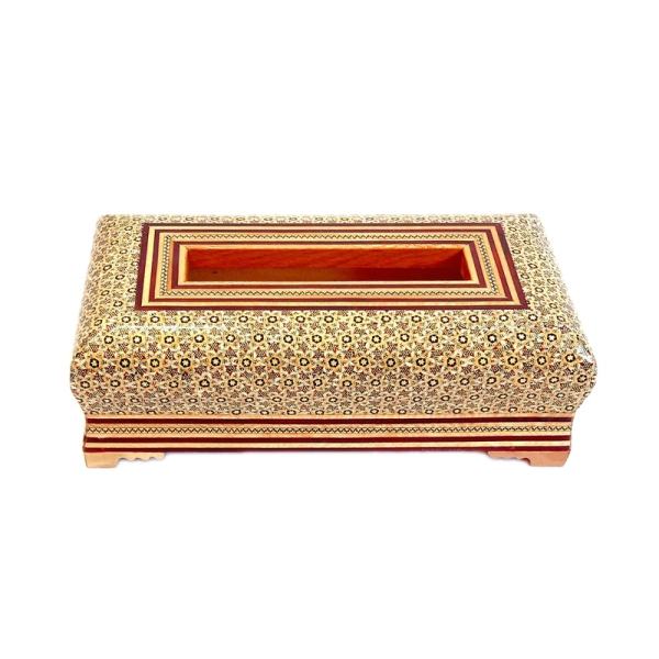 Handgefertigte persische Holz-Taschentuchbox – Khatamkari Setareh II